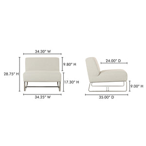 Moe's Home Jules Outdoor Accent Chair - Stylish Armless Design With Water-resistant Fabric For Ultimate Relaxation Beige Upholstery, 100% Polyester,Antiseptic Plywood Frame Oa-1029-34