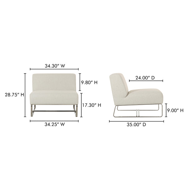 Moe's Home Jules Outdoor Accent Chair - Stylish Armless Design With Water-resistant Fabric For Ultimate Relaxation Beige Upholstery, 100% Polyester,Antiseptic Plywood Frame Oa-1029-34