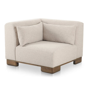 Moe's Home June Modular Sectional - Versatile Elegance With Plush Comfort, Textured Performance Fabric & Oak Base Beige Upholstery, 72% Polyester,28% Acrylic,Oak Veneer Base Oa-1030-34