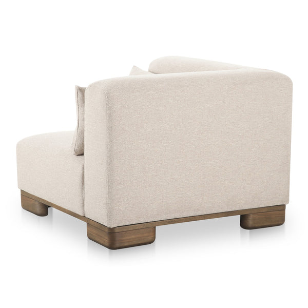 Moe's Home June Modular Sectional - Versatile Elegance With Plush Comfort, Textured Performance Fabric & Oak Base Beige Upholstery, 72% Polyester,28% Acrylic,Oak Veneer Base Oa-1030-34