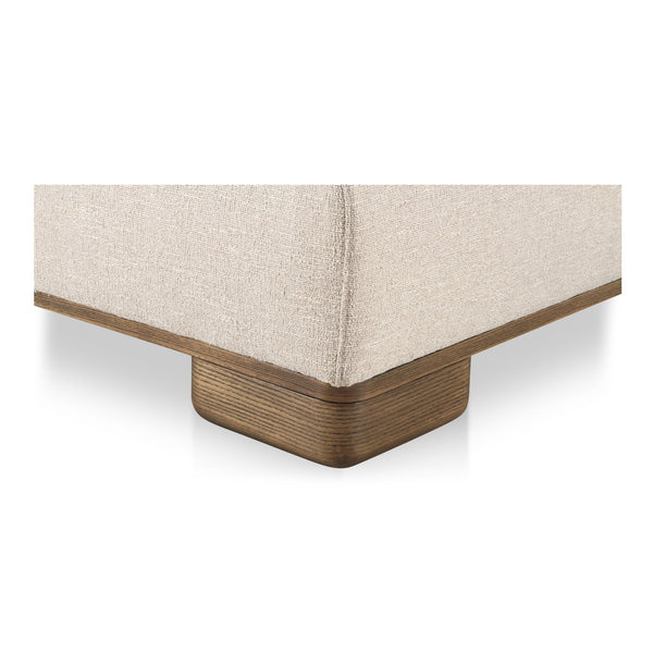 Moe's Home June Modular Sectional - Versatile Elegance With Plush Comfort, Textured Performance Fabric & Oak Base Beige Upholstery, 72% Polyester,28% Acrylic,Oak Veneer Base Oa-1030-34