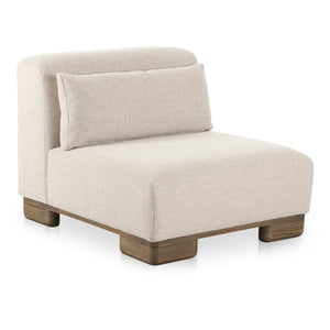 Moe's Home June Modular Sectional - Versatile Elegance With Plush Comfort, Textured Performance Fabric & Oak Base Beige Upholstery, 72% Polyester,28% Acrylic,Oak Veneer Base Oa-1031-34