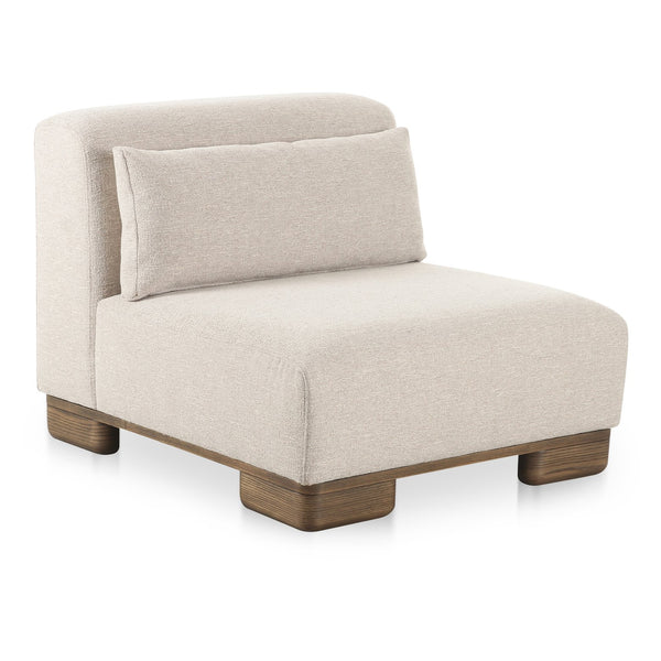 Moe's Home June Modular Sectional - Versatile Elegance With Plush Comfort, Textured Performance Fabric & Oak Base Beige Upholstery, 72% Polyester,28% Acrylic,Oak Veneer Base Oa-1031-34