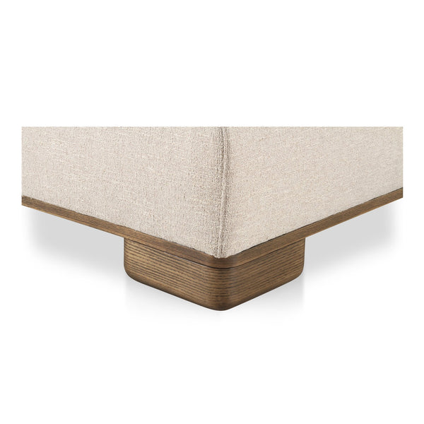 Moe's Home June Modular Sectional - Versatile Elegance With Plush Comfort, Textured Performance Fabric & Oak Base Beige Upholstery, 72% Polyester,28% Acrylic,Oak Veneer Base Oa-1031-34