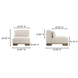 Moe's Home June Modular Sectional - Versatile Elegance With Plush Comfort, Textured Performance Fabric & Oak Base Beige Upholstery, 72% Polyester,28% Acrylic,Oak Veneer Base Oa-1031-34