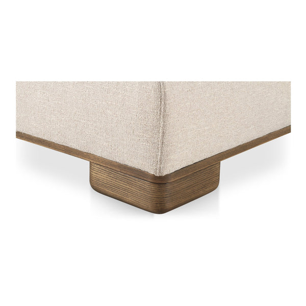 Moe's Home June Modular Sectional - Versatile Elegance With Plush Comfort, Textured Performance Fabric & Oak Base Beige Upholstery, 72% Polyester,28% Acrylic,Oak Veneer Base Oa-1032-34
