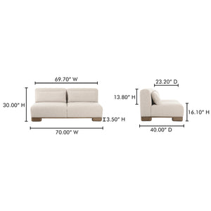 Moe's Home June Modular Sectional - Versatile Elegance With Plush Comfort, Textured Performance Fabric & Oak Base Beige Upholstery, 72% Polyester,28% Acrylic,Oak Veneer Base Oa-1032-34