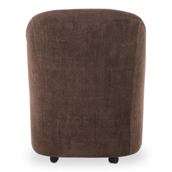 Moe's Home Drava Rolling Dining Chair - Comfort-driven Design With Versatile Mobility And Soft Upholstery Brown Upholstery, 100% Polyester,Plywood Frame Oa-1034-20