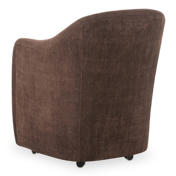 Moe's Home Drava Rolling Dining Chair - Comfort-driven Design With Versatile Mobility And Soft Upholstery Brown Upholstery, 100% Polyester,Plywood Frame Oa-1034-20