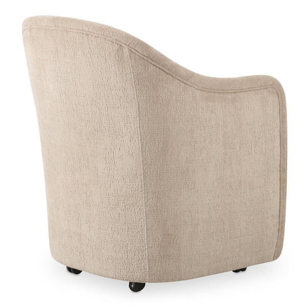 Moe's Home Drava Rolling Dining Chair - Comfort-driven Design With Versatile Mobility And Soft Upholstery Beige Upholstery, 100% Polyester,Plywood Frame Oa-1034-34