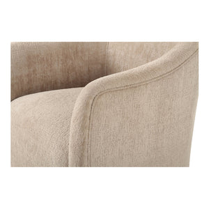 Moe's Home Drava Rolling Dining Chair - Comfort-driven Design With Versatile Mobility And Soft Upholstery Beige Upholstery, 100% Polyester,Plywood Frame Oa-1034-34