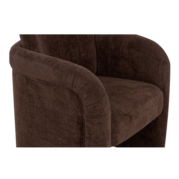 Moe's Home Mesto Rolling Dining Chair - Elegant Comfort With Upholstered Frame & Versatile Mobility For Your Home Brown Upholstery, 100% Polyester,Plywood Frame Oa-1035-20