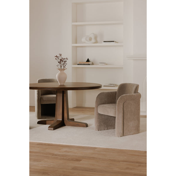 Moe's Home Mesto Rolling Dining Chair - Elegant Comfort With Upholstered Frame & Versatile Mobility For Your Home Grey Upholstery, 100% Polyester,Plywood Frame Oa-1035-39