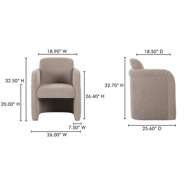 Moe's Home Mesto Rolling Dining Chair - Elegant Comfort With Upholstered Frame & Versatile Mobility For Your Home Grey Upholstery, 100% Polyester,Plywood Frame Oa-1035-39