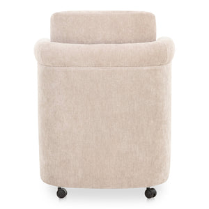 Moe's Home Mesto Rolling Dining Chair - Elegant Comfort With Upholstered Frame & Versatile Mobility For Your Home Grey Upholstery, 100% Polyester,Plywood Frame Oa-1035-39