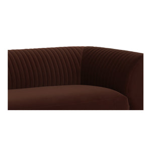 Moe's Home Zandro Sectional Sofa - Luxurious Plush Velvet Upholstery With Elegant Channel Detailing For Comfort Brown Upholstery, 100% Polyester,Plywood Frame Oa-1036-03-l-0