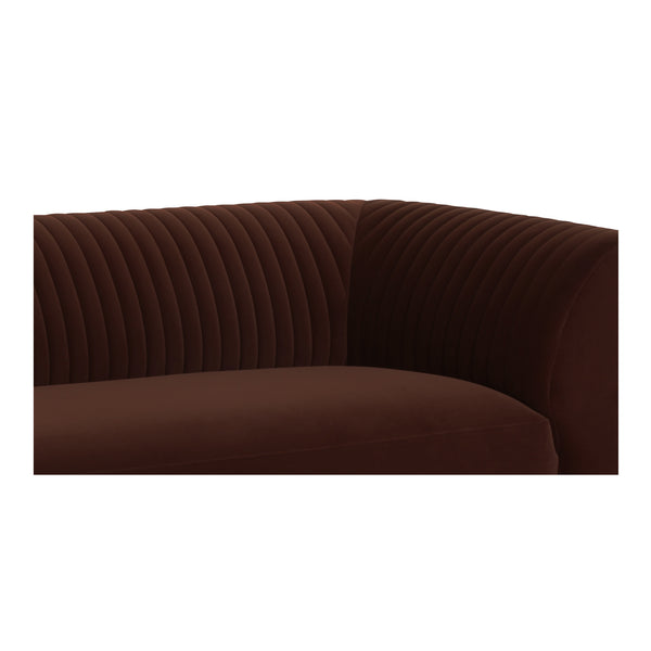 Moe's Home Zandro Sectional Sofa - Luxurious Plush Velvet Upholstery With Elegant Channel Detailing For Comfort Brown Upholstery, 100% Polyester,Plywood Frame Oa-1036-03-l-0