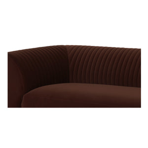 Moe's Home Zandro Sectional Sofa - Luxurious Plush Velvet Upholstery With Elegant Channel Detailing For Comfort Brown Upholstery, 100% Polyester,Plywood Frame Oa-1036-03-r-0