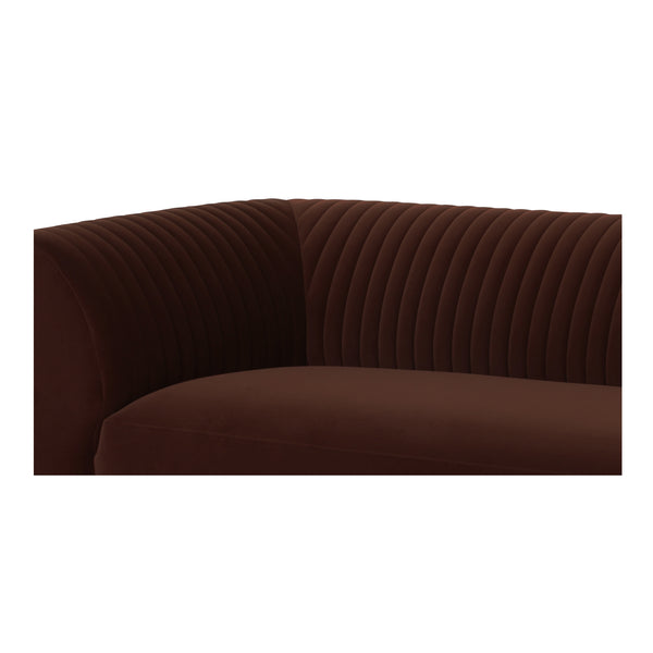 Moe's Home Zandro Sectional Sofa - Luxurious Plush Velvet Upholstery With Elegant Channel Detailing For Comfort Brown Upholstery, 100% Polyester,Plywood Frame Oa-1036-03-r-0