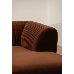 Moe's Home Zandro Sectional Sofa - Luxurious Plush Velvet Upholstery With Elegant Channel Detailing For Comfort Brown Upholstery, 100% Polyester,Plywood Frame Oa-1036-03-r-0