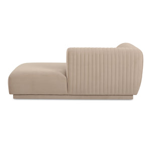 Moe's Home Zandro Sectional Sofa - Luxurious Plush Velvet Upholstery With Elegant Channel Detailing For Comfort Beige Upholstery, 100% Polyester,Plywood Frame Oa-1036-34-r-0