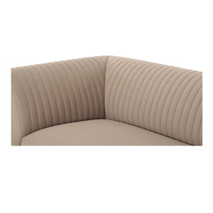 Moe's Home Zandro Sectional Sofa - Luxurious Plush Velvet Upholstery With Elegant Channel Detailing For Comfort Beige Upholstery, 100% Polyester,Plywood Frame Oa-1036-34-r-0