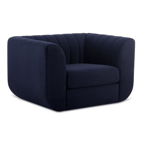 Moe's Home Rosy Lounge Chair - Oversized Art Deco-inspired Comfort With Textured Upholstery For Chic Spaces Blue Upholstery, 100% Polyester,Plywood Frame Oa-1037-19