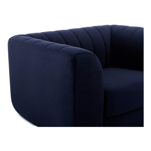 Moe's Home Rosy Lounge Chair - Oversized Art Deco-inspired Comfort With Textured Upholstery For Chic Spaces Blue Upholstery, 100% Polyester,Plywood Frame Oa-1037-19