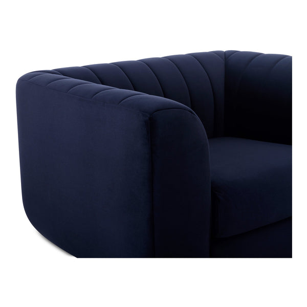Moe's Home Rosy Lounge Chair - Oversized Art Deco-inspired Comfort With Textured Upholstery For Chic Spaces Blue Upholstery, 100% Polyester,Plywood Frame Oa-1037-19