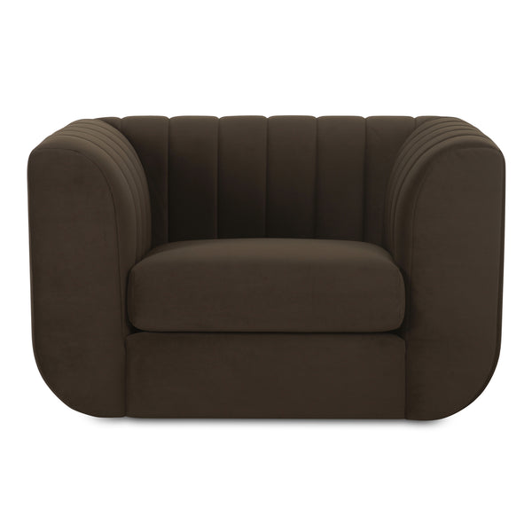 Moe's Home Rosy Lounge Chair - Oversized Art Deco-inspired Comfort With Textured Upholstery For Chic Spaces Brown Upholstery, 100% Polyester,Plywood Frame Oa-1037-20