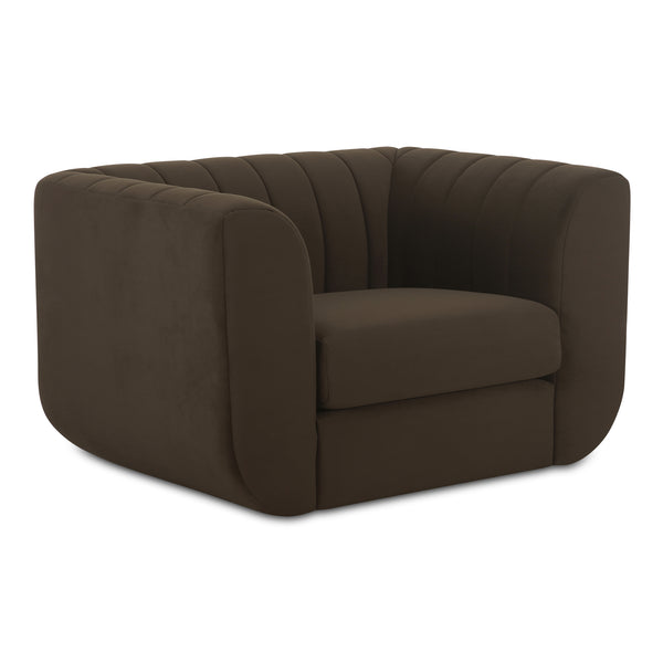 Moe's Home Rosy Lounge Chair - Oversized Art Deco-inspired Comfort With Textured Upholstery For Chic Spaces Brown Upholstery, 100% Polyester,Plywood Frame Oa-1037-20