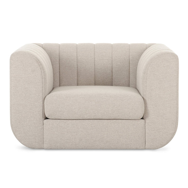 Moe's Home Rosy Lounge Chair - Oversized Art Deco-inspired Comfort With Textured Upholstery For Chic Spaces Beige Upholstery, 100% Polyester,Plywood Frame Oa-1037-34