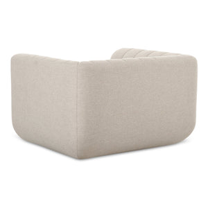 Moe's Home Rosy Lounge Chair - Oversized Art Deco-inspired Comfort With Textured Upholstery For Chic Spaces Beige Upholstery, 100% Polyester,Plywood Frame Oa-1037-34