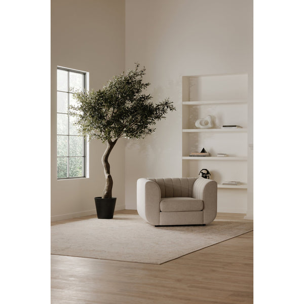 Moe's Home Rosy Lounge Chair - Oversized Art Deco-inspired Comfort With Textured Upholstery For Chic Spaces Beige Upholstery, 100% Polyester,Plywood Frame Oa-1037-34