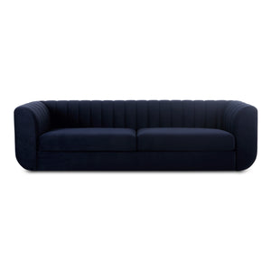 Moe's Home Rosy Sofa - Luxurious Oversized Art Deco-inspired Lounge Seating With Textured Upholstery For 4 Blue Upholstery, 100% Polyester,Plywood Frame Oa-1038-19