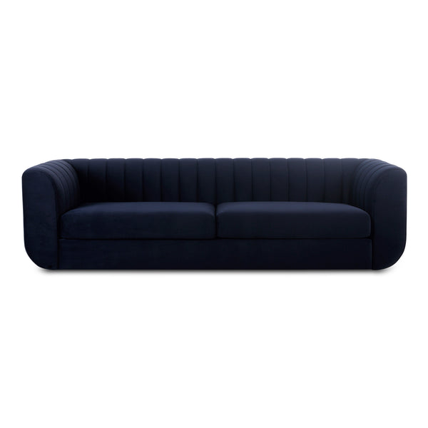 Moe's Home Rosy Sofa - Luxurious Oversized Art Deco-inspired Lounge Seating With Textured Upholstery For 4 Blue Upholstery, 100% Polyester,Plywood Frame Oa-1038-19