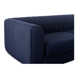 Moe's Home Rosy Sofa - Luxurious Oversized Art Deco-inspired Lounge Seating With Textured Upholstery For 4 Blue Upholstery, 100% Polyester,Plywood Frame Oa-1038-19