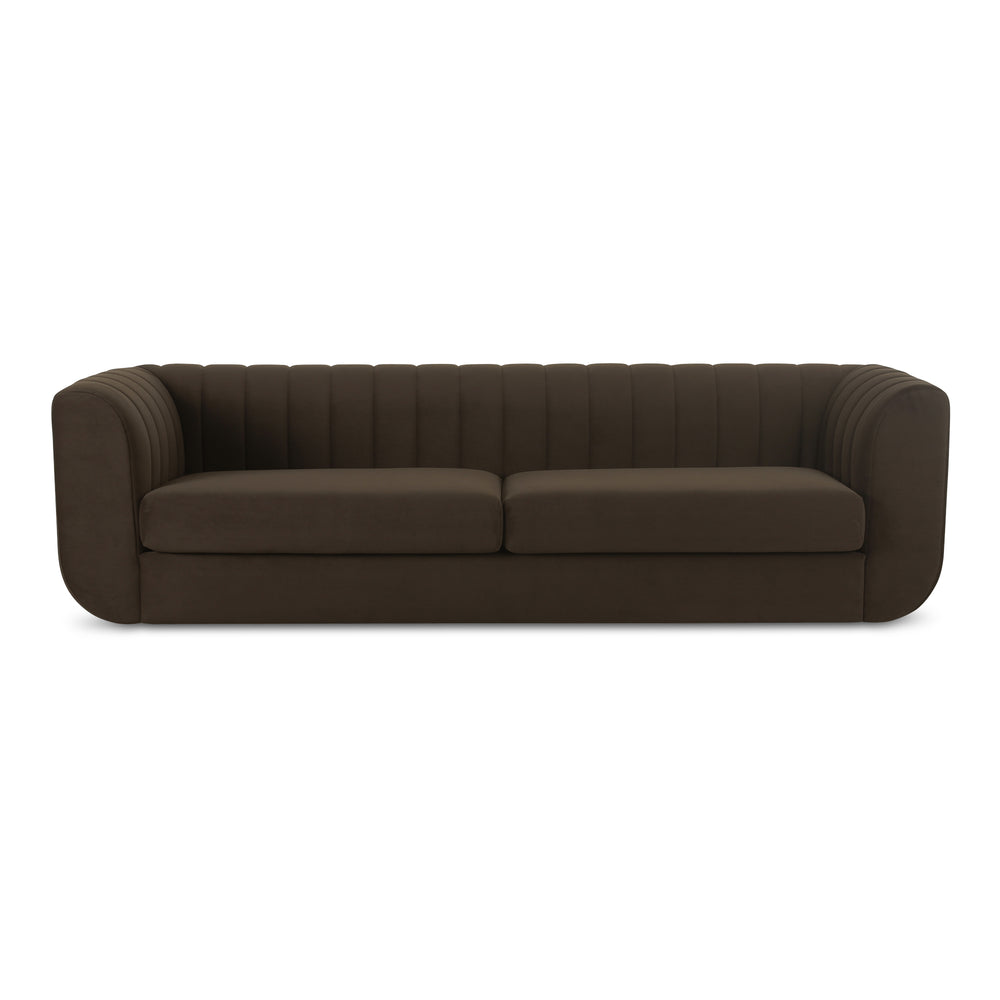 Moe's Home Rosy Sofa - Luxurious Oversized Art Deco-inspired Lounge Seating With Textured Upholstery For 4 Brown Upholstery, 100% Polyester,Plywood Frame Oa-1038-20