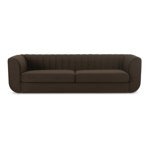 Moe's Home Rosy Sofa - Luxurious Oversized Art Deco-inspired Lounge Seating With Textured Upholstery For 4 Brown Upholstery, 100% Polyester,Plywood Frame Oa-1038-20