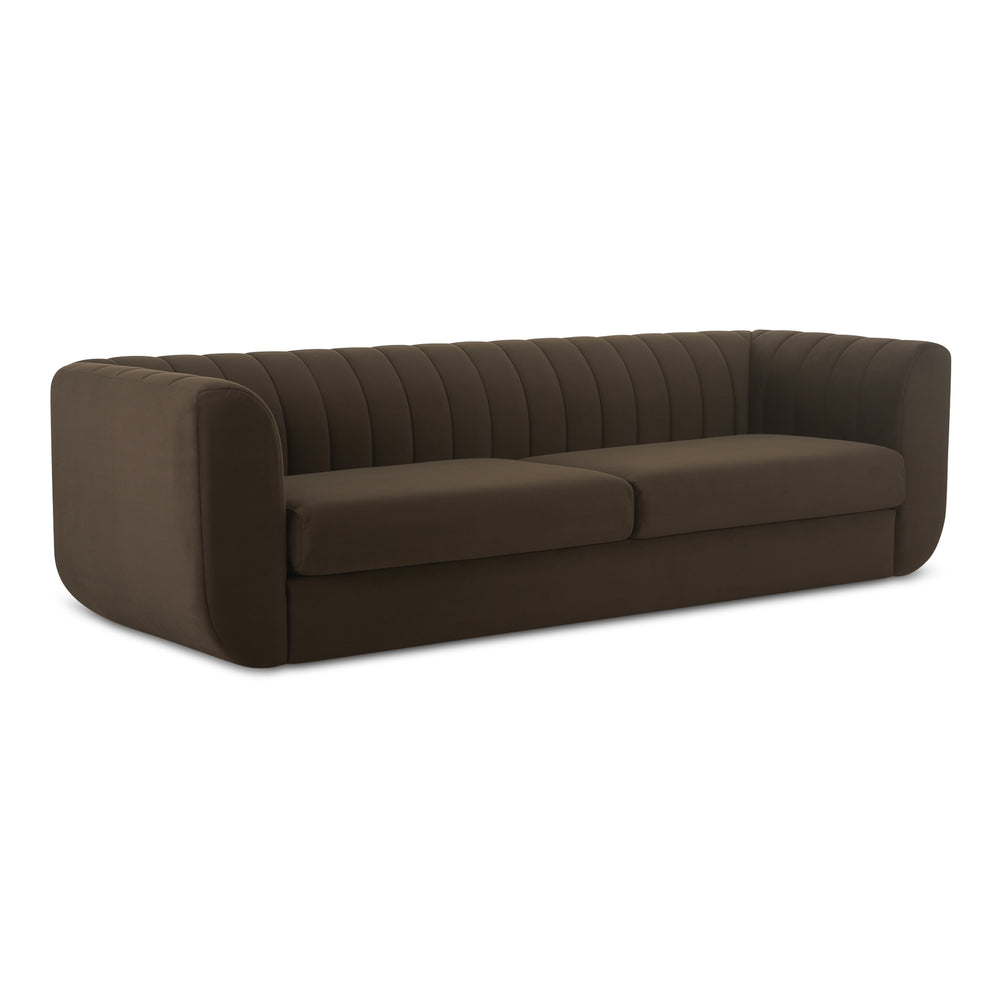 Moe's Home Rosy Sofa - Luxurious Oversized Art Deco-inspired Lounge Seating With Textured Upholstery For 4 Brown Upholstery, 100% Polyester,Plywood Frame Oa-1038-20