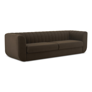 Moe's Home Rosy Sofa - Luxurious Oversized Art Deco-inspired Lounge Seating With Textured Upholstery For 4 Brown Upholstery, 100% Polyester,Plywood Frame Oa-1038-20