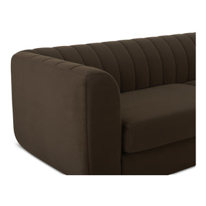 Moe's Home Rosy Sofa - Luxurious Oversized Art Deco-inspired Lounge Seating With Textured Upholstery For 4 Brown Upholstery, 100% Polyester,Plywood Frame Oa-1038-20