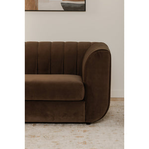 Moe's Home Rosy Sofa - Luxurious Oversized Art Deco-inspired Lounge Seating With Textured Upholstery For 4 Brown Upholstery, 100% Polyester,Plywood Frame Oa-1038-20