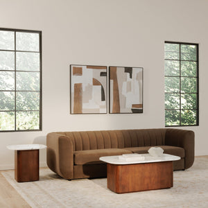 Moe's Home Rosy Sofa - Luxurious Oversized Art Deco-inspired Lounge Seating With Textured Upholstery For 4 Brown Upholstery, 100% Polyester,Plywood Frame Oa-1038-20