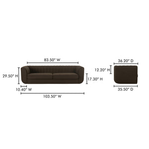 Moe's Home Rosy Sofa - Luxurious Oversized Art Deco-inspired Lounge Seating With Textured Upholstery For 4 Brown Upholstery, 100% Polyester,Plywood Frame Oa-1038-20