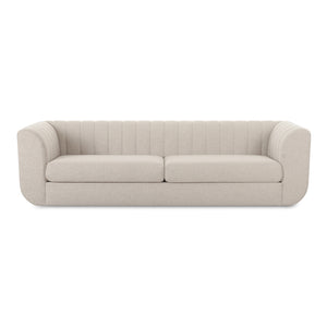 Moe's Home Rosy Sofa - Luxurious Oversized Art Deco-inspired Lounge Seating With Textured Upholstery For 4 Beige Upholstery, 100% Polyester,Plywood Frame Oa-1038-34