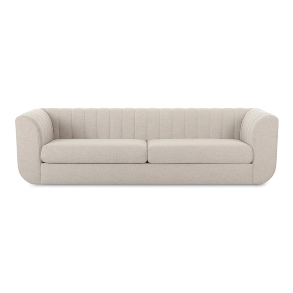 Moe's Home Rosy Sofa - Luxurious Oversized Art Deco-inspired Lounge Seating With Textured Upholstery For 4 Beige Upholstery, 100% Polyester,Plywood Frame Oa-1038-34