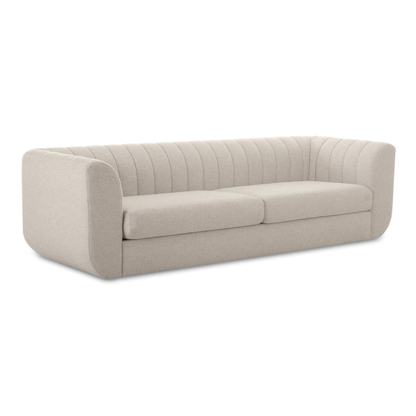 Moe's Home Rosy Sofa - Luxurious Oversized Art Deco-inspired Lounge Seating With Textured Upholstery For 4 Beige Upholstery, 100% Polyester,Plywood Frame Oa-1038-34