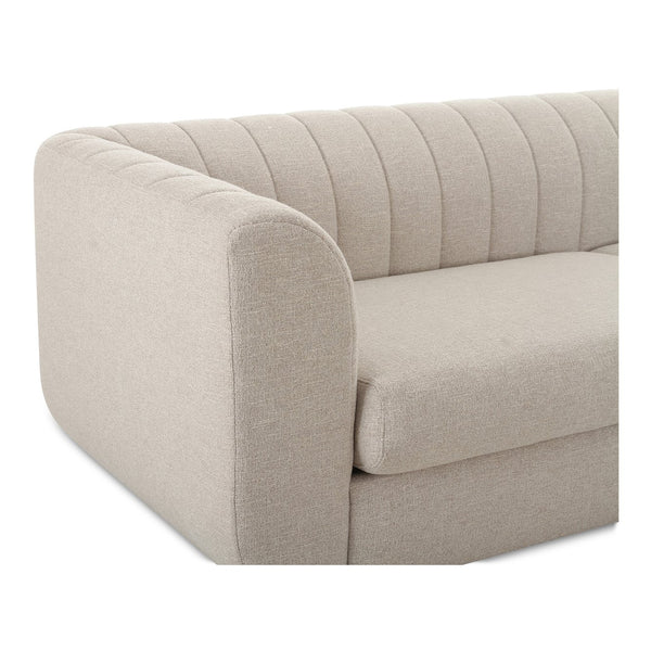 Moe's Home Rosy Sofa - Luxurious Oversized Art Deco-inspired Lounge Seating With Textured Upholstery For 4 Beige Upholstery, 100% Polyester,Plywood Frame Oa-1038-34