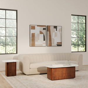 Moe's Home Rosy Sofa - Luxurious Oversized Art Deco-inspired Lounge Seating With Textured Upholstery For 4 Beige Upholstery, 100% Polyester,Plywood Frame Oa-1038-34